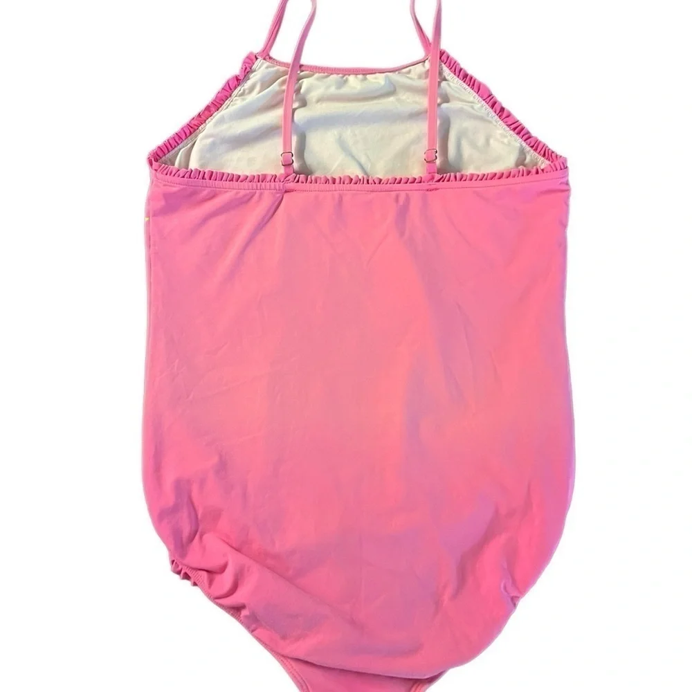 LILLY PULITZER GIRLS PINK FLORAL ONE PIECE SWIMSUIT SIZE 14